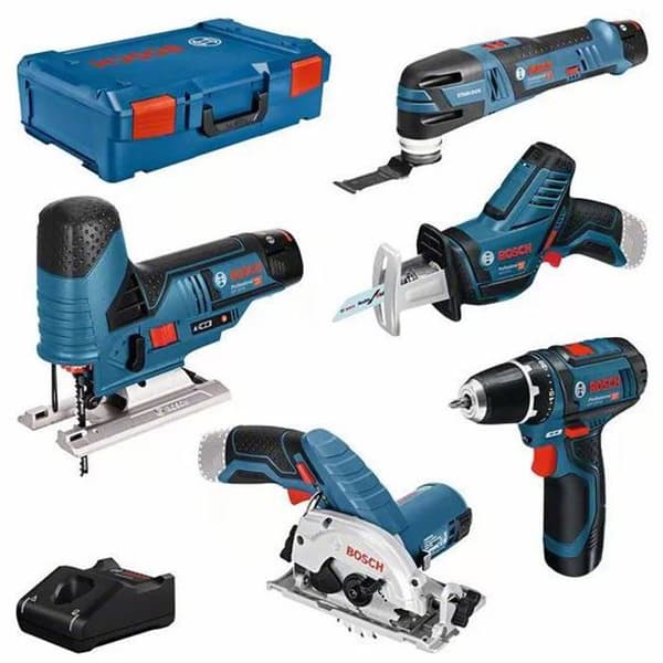 Paket med 5 sladdlösa verktyg (GST + GOP + GSA + GSR + GKS) + 3 3Ah batterier + laddare + L-BOXX box - BOSCH - 0615A0017C