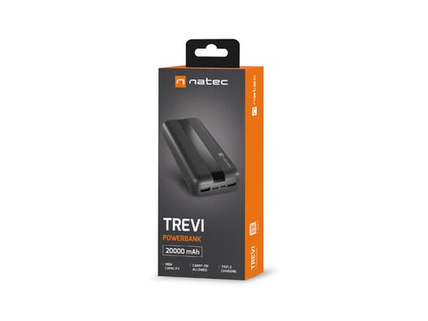 NATEC TREVI POWERBANK 20000MAH 2X USB-A + 1X USB-C BLACK