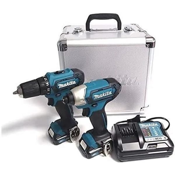Makita CLX224X borrskruvdragare och slagnyckel verktygspaket med 2 12V 1,5Ah Li-Ion batterier och låda