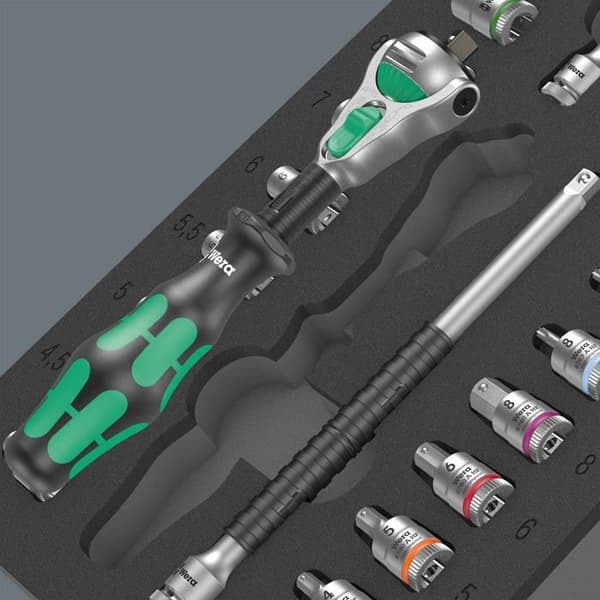 Wera multiverktyg - 05150110001 - 9720 skuminsats, 8000 A Zyklop spärrsats 1/4" 1, 37 delar Svartgrön