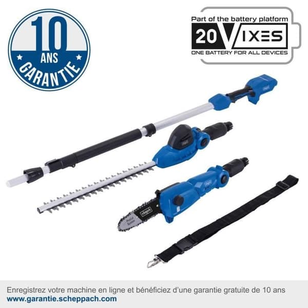 2 i 1 verktygssax + sladdlös häcksax - SCHEPPACH C-PHTS410-X- 20V IXES - utan batteri eller laddare
