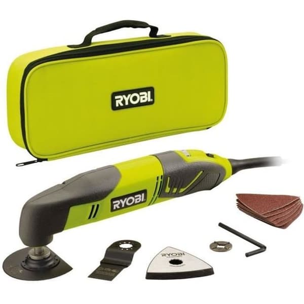 RYOBI - Multiverktyg 200W - 10 000-20 000 osc/min - 3° oscillation - Levereras i påse med 2 blad, 1 slipplatta &amp; slipmedel - RMT200-S