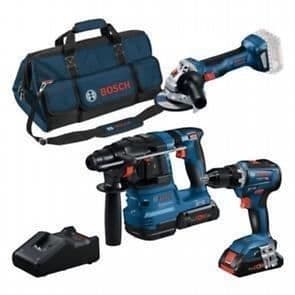 Combo-kit 3 18V verktyg: GSR 18V-55 + GWS 18V-7 + GBH 18V-22 + 2 batterier 4,0 Ah (PC) + GAL 18V-40 (C)