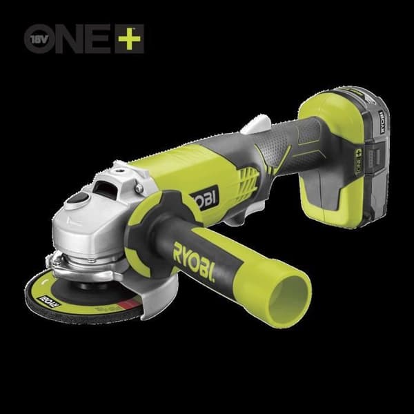 RYOBI 3 verktyg: 1 R18DD3 borrskruvmejsel + 1 115 mm kvarn + 1 sticksåg + 2 batterier 4 Ah &amp; 2 Ah + 1 laddare &amp; 1 påse