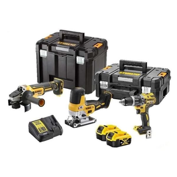 Kit 3 DEWALT sladdlösa verktyg - DCD796, DCS335, DCG405 - 18V 5Ah Li-Ion borstlös - DIY special