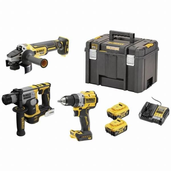 Paket med 3 XR 18V-verktyg (DCD800/DCH172/DCG405) BORSTlösa + 2 5Ah-batterier + laddare + T-STAK-låda - DEWALT - DCK2095D2T-QW