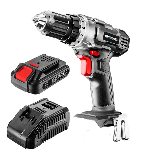 Energy+ 18V ledningsfri boremaskine, Li-Ion, 10 mm Chuck, 2Ah batteri, kasse