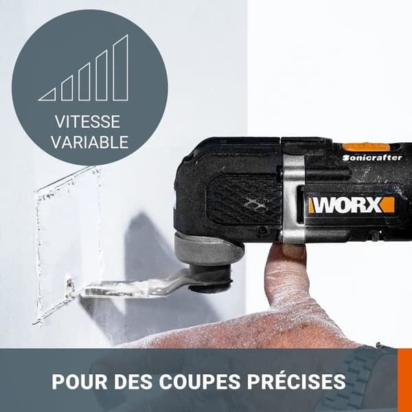 Multifunktionellt oscillationsverktyg - WORX - WX696.9 - 20V - Enkel bladbyte - Variabel hastighet