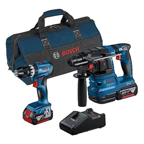Combo-Kit - Bosch Professional - GSB 18V-45 + GBH 18V-22 - 2 batterier 4Ah - Laddare GAL 18V-40 - Verktygsbag