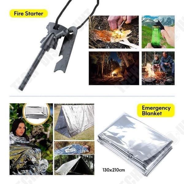 TD® Kit Survival Set 13 i 1 Outdoor Emergency Survival Kits Multifunktionsverktyg Vandring Survival Tool