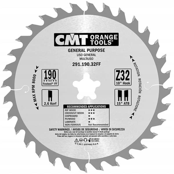 CMT Træsav 190x20FFx32Z/universalskæring