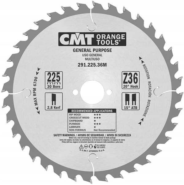 CMT Træsav 225x30x36Z / universalskæring