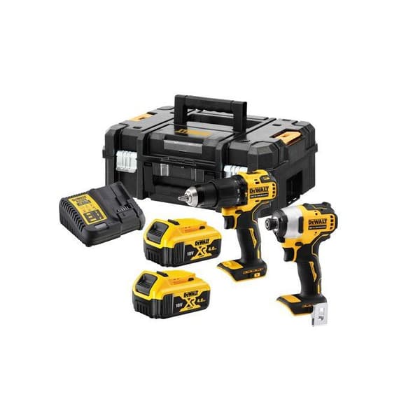 Paket med 2 18V verktyg (DCD709/DCF809) + 2 4 Ah batterier + laddare + låda DT70708 T-STAK - DEWALT - DCK2062M2T