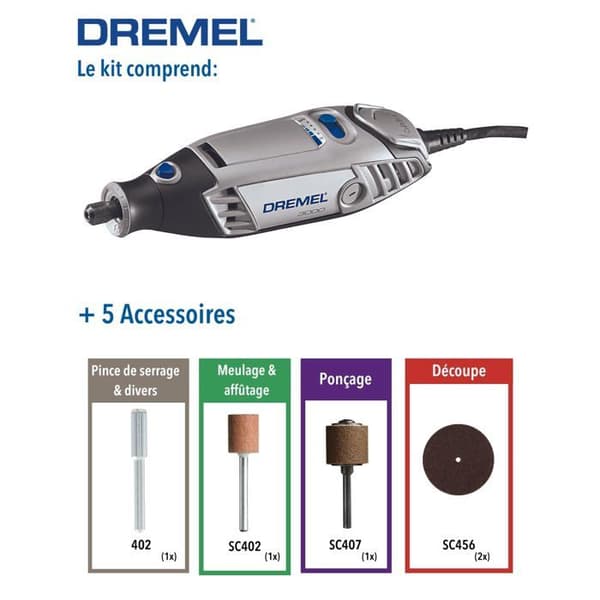 Multifunktionellt verktyg - DREMEL - 3000-5 F0133000JU - 130 W - Elektrisk - 5 tillbehör