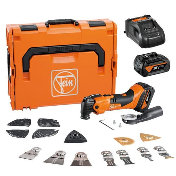 Multimaster 18V AMM 500 PLUS Topp + 2 4Ah batterier + snabbladdare + L-BOXX box - FEIN - 71293861000