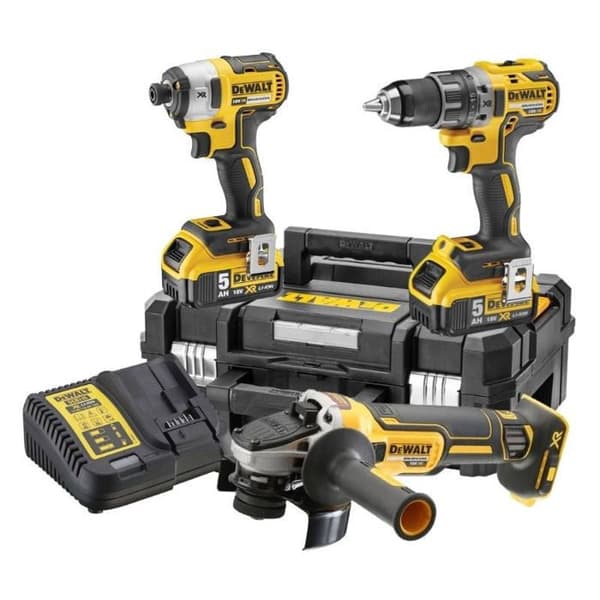 Pack med 3 verktyg 18V (DCF887 + DCD796 + DCG405) + 2 batterier 5Ah + laddare + TSTAK-väska - DEWALT - DCK384P2T-QW