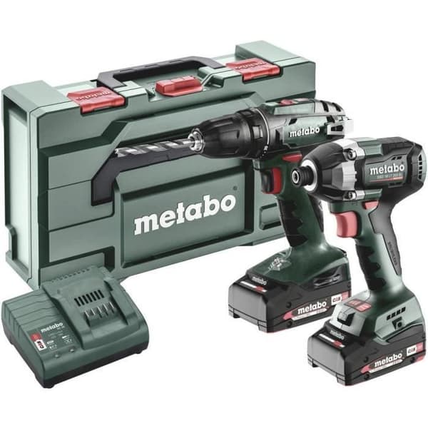 Trådlös borrmaskin - METABO - BS+SSD200LTBL - 18V - 2 batterier 4 Ah - Slagningsskruvdragare