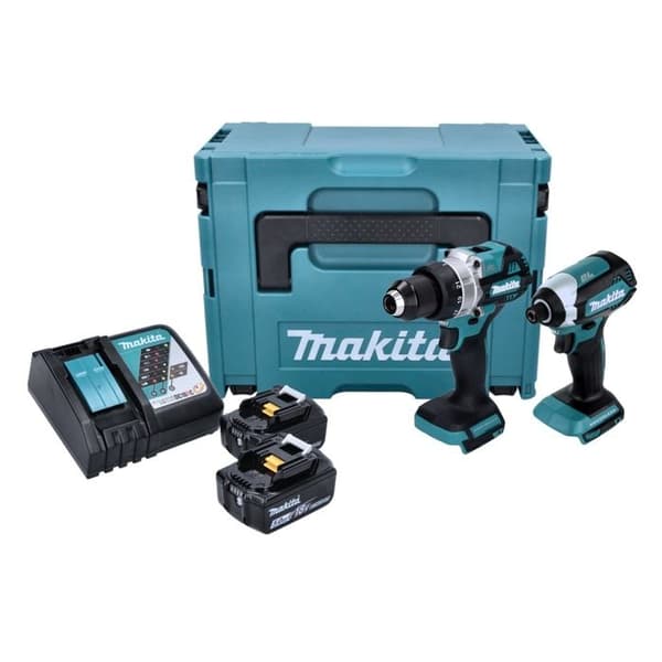 Verktygssats med sladdlösa elverktyg - Makita - DLX 2432 TJ - Borrmaskin DDF 486 - Skruvdragare DTD 153 - 2 batterier 5,0 Ah
