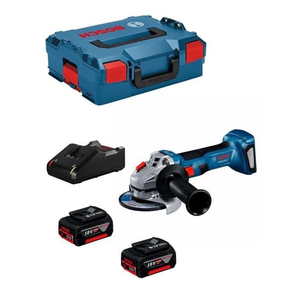 BOSCH GWS 18V-8 125mm vinkelslipmaskin (2 x 5,0 Ah + GAL18V-40 + L-Boxx 136)