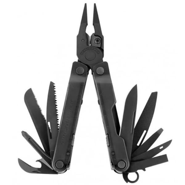 Multifunktionsverktyg - LEATHERMAN - Armeringsjärn svart - Tång, knivar, såg, skruvmejsel, linjal, läderfodral
