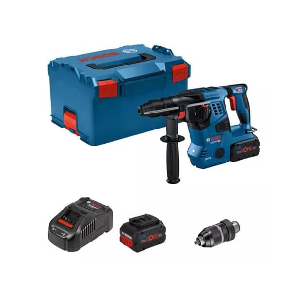 Perforator SDS-PLUS GBH 18V-28 CF - BOSCH - med 2 batterier 18V 8.0Ah - laddare - L-BOXX - 611921002
