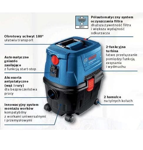 BOSCH-pölynimuri kaasukäyttöinen 15 hv automaattinen pistorasia.