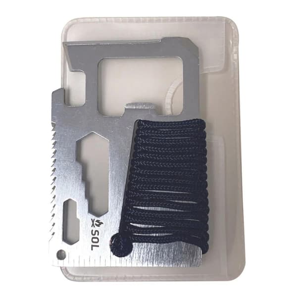 SOL PACKIT SURVIVAL CARD TOOL,  multitool i storlek av visakort