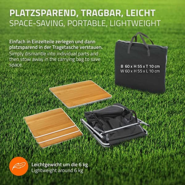 ECD Germany Taitettava leirikaappi puuoptiikka-musta; 60x97;5x53cm; retkikeittiö alumiinirungolla; kannettava keittiölaatikko työtasolla; 3 hyllyä;