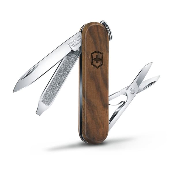 VICTORINOX CLASSIC SD WOOD 58 MM VALNÖT, Victorinox fällkniv trähandtag