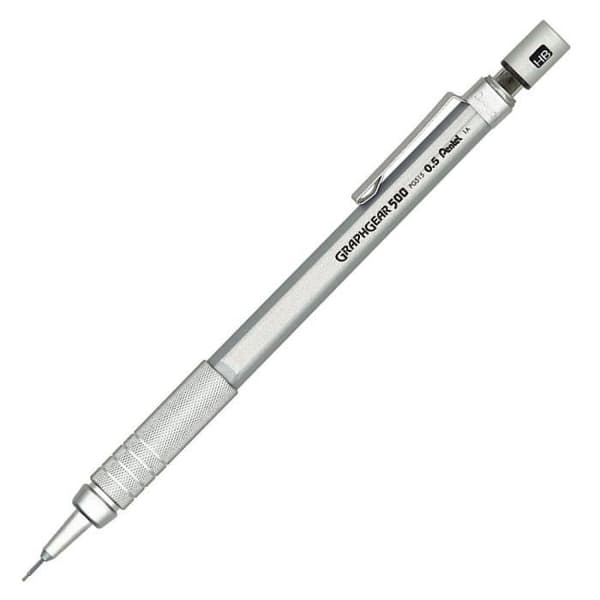Pentel Graphgear 500 Set med 12 Stiftpennor 0,5 mm med fast spets 4 mm Grå - PG515A-12