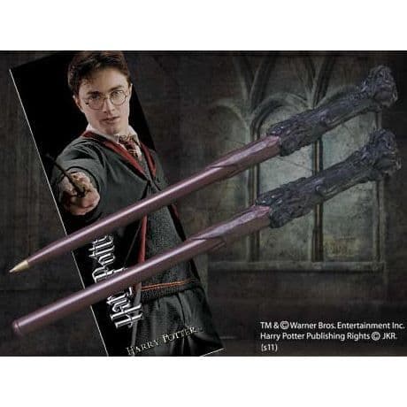 Set med kulspetspenna och bokmärke - NOBLE COLLECTION - Harry Potter - Brun - Trollstav - Present till fan