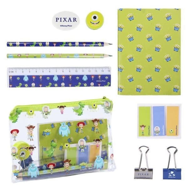 Skrivset - Disney Pixar - A6 anteckningsbok - Genomskinligt pennfodral - Praktisk presentidé