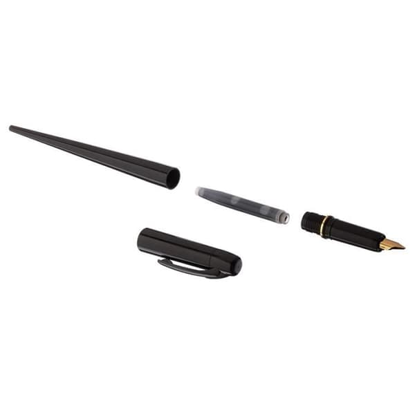Stylo Plume - PLATINUM - Svart kropp - En patron ingår - Flytande skrivande - Elegant design