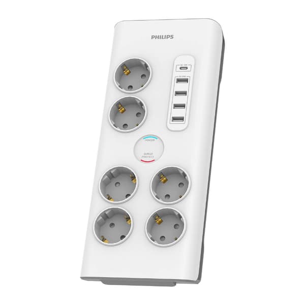 PHILIPS Surge protector 6 outlets 5 USB ports 2m cable