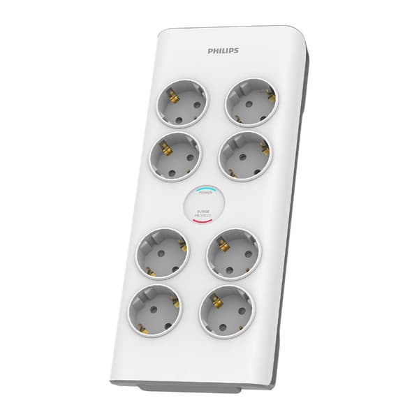 PHILIPS Surge protector 8 outlets 900J of surge protection 3680W 16A Automatic safety shutter