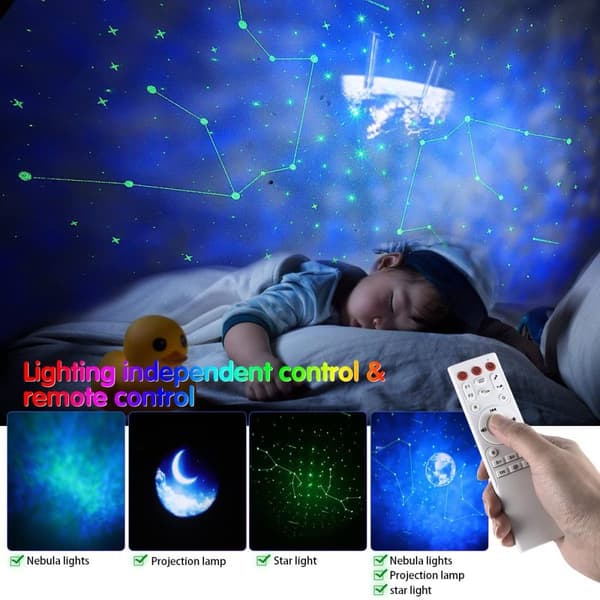 INF 12 Constellation 5 Planet Night Light -projektori Musta