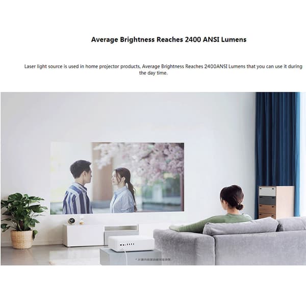 XIAOMI Mijia ALPD3.0 Iaser Projector Beamer 2400 ANSI lumen 4k opløsning understøttet 250 tommer skærm Wifi Bluetooth Dual 10W højttaler hjemmebiograf