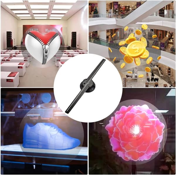 42cm 3D fläkt holografisk projektor med 224 HD LED-lamppärlor, realistisk 3D-effekt, flera kontrollmetoder, lätt att installera/använda
