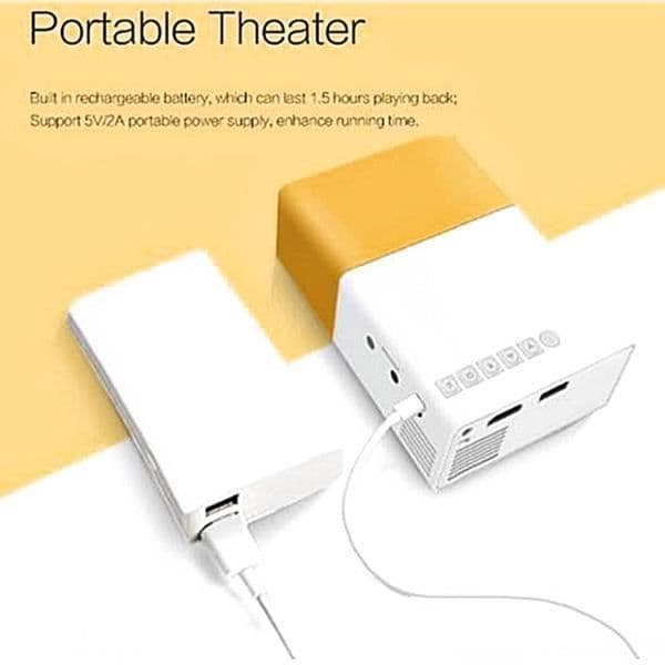 Miniprojektor - Bärbar - HD 1080P - LED - Gul - 60 tum