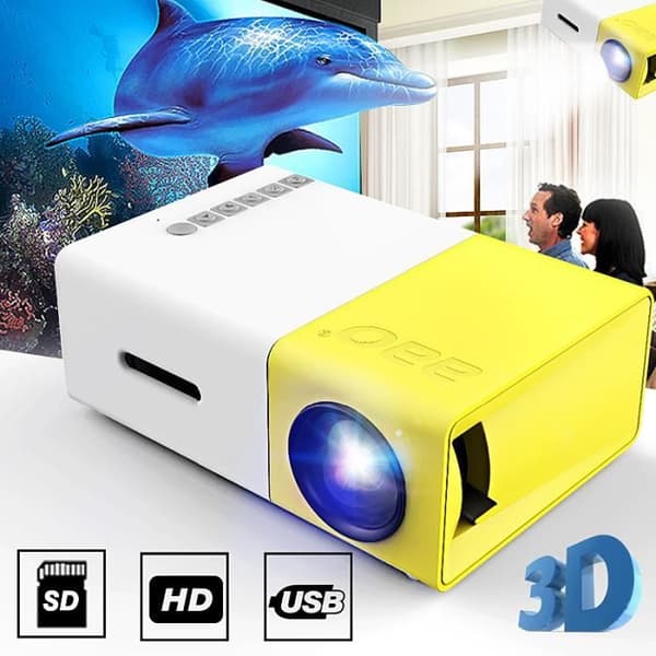 TEMPSA YG-300 LCD Mini Support 1080P Bärbar Videoprojektor - Gul - 600 lumen - WVGA - 800:1 - 30 000 h