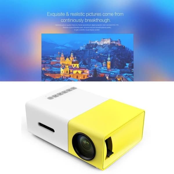 SOPEAR YG300 LED 1080p videoprojektor - Integrerat 1300mAh batteri - Justerbar bildstorlek