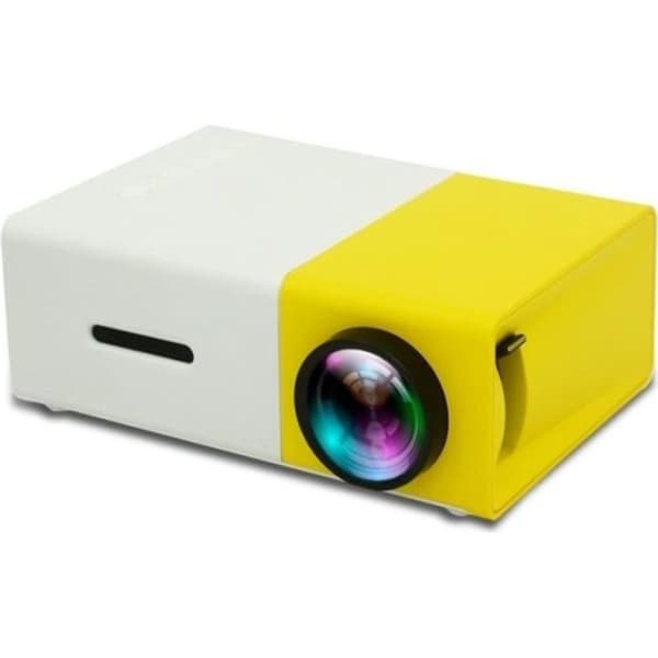 LED-projektor 400lm Bärbar hemmabioprojektor med stöd för fjärrkontroll HDMI AV-gränssnitt SD USB Gul