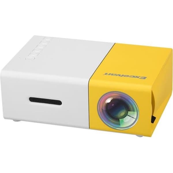 Excelvan YG300 Bärbar Mini Videoprojektor 1080P 320 x 240P Hemmabio AV/ USB/ SD/ HDMI Vit och Gul