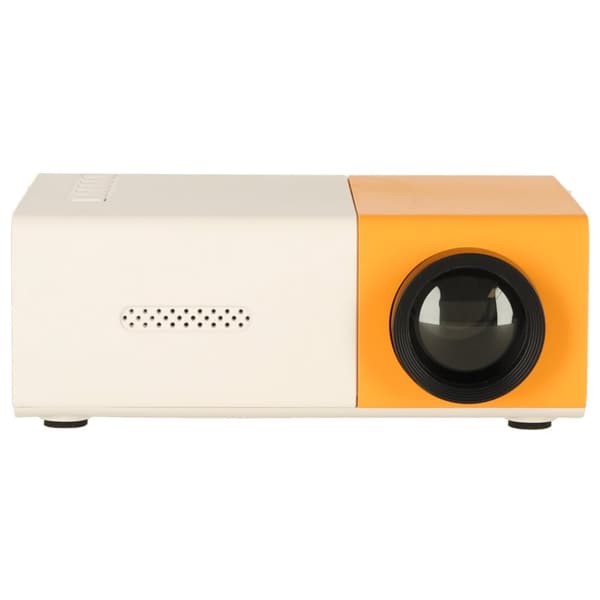 Miniprojektori kannettava projektori LED TFT LCD 1920x1080 24-60" USB HDMI 12V valkoinen ja oranssi