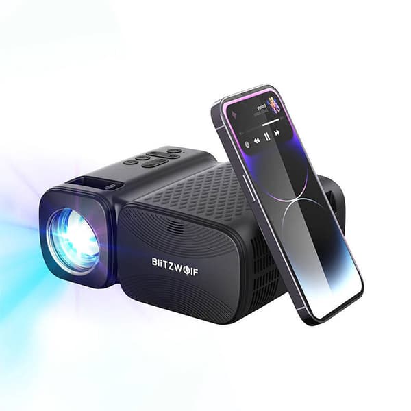 BlitzWolf BW-V3 Mini LED-beamer/projektor, Wi-Fi + Bluetooth (svart)