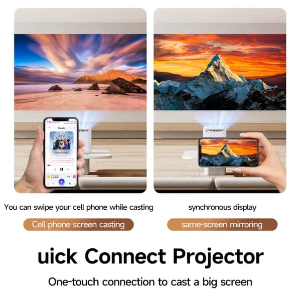 Smart Bärbar Projektor med Android, WiFi och Bluetooth HD 1080P 4K