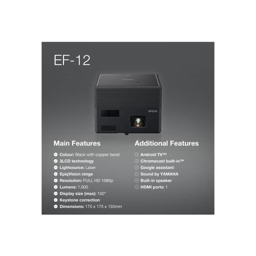 Epson EF-12 - 3LCD-projektor - bärbar - svart