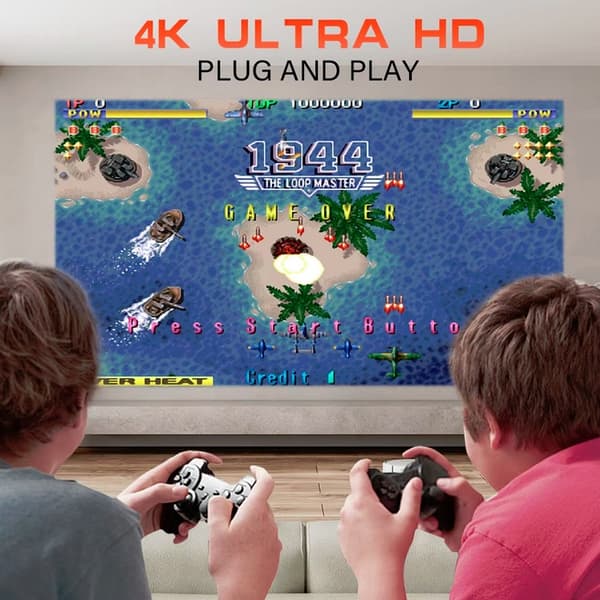 HD 1280*720P Android 11-projektor + 20.000 Retro-spilkonsol med 2 controllere