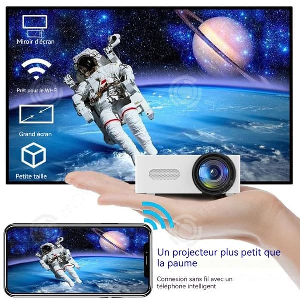 INN Videoprojektor 1080P 10,1cm x7,8cm x4cm drivs av USB-projektionsportabilitet WiFi Bluetooth-stöd elektrisk fokus TV