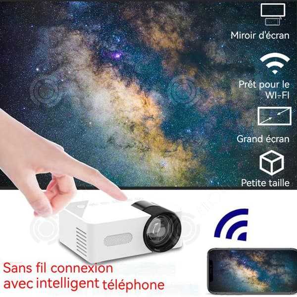 INN Videoprojektor 1080P 10,1cm x7,8cm x4cm drivs av USB-projektionsportabilitet WiFi Bluetooth-stöd elektrisk fokus TV
